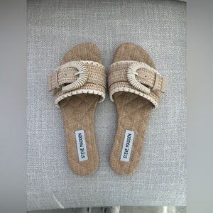 Steve Madden Marla Raffia Buckle Slide Sandals